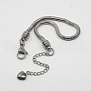 Tarnish Resistant 304 Stainless Steel European Round Snake Chains Bracelets STAS-J015-08-1