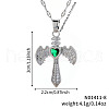 Retro Hip Hop Style Brass Full Rhinestone Heart Wing Sword Pendant Necklaces for Women IJ2885-8-1