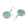 Natural Green Aventurine Flat Round Dangle Earrings EJEW-D188-03P-03-5