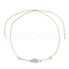 Adjustable Natural Green Aventurine Oval & Round Shell Pearl Braided Beaded Necklaces for Women NJEW-JN05323-4