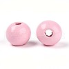 Spray Painted Round Natural Schima Wood Beads WOOD-A018-8mm-05-2