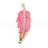 Brass Micro Pave Clear Cubic Zirconia Enamel Leaf Connector Charms KK-V011-25G-F-1