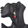 Flower 304 Stainless Steel Glass Seed Beads Dangle Earrings EJEW-MZ00470-01-3