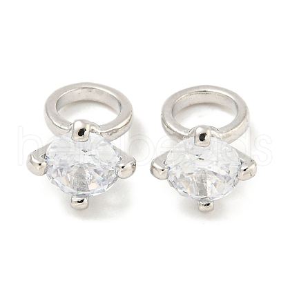 Rack Plating Brass Micro Pave Clear Cubic Zirconia Pendants KK-B093-22P-1