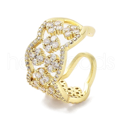 Rack Plating Brass Micro Pave Cubic Zirconia Cuff Rings RJEW-D025-18G-1