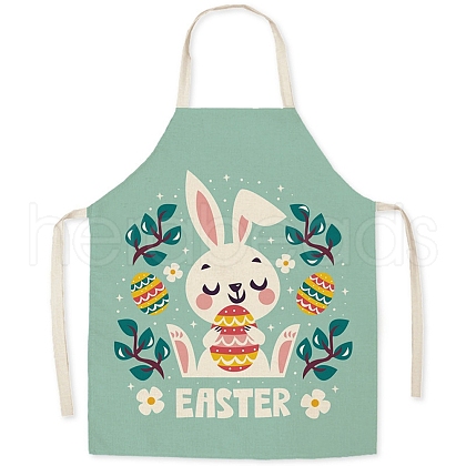 Cute Easter Rabbit Pattern Polyester Sleeveless Apron PW-WG98916-03-1