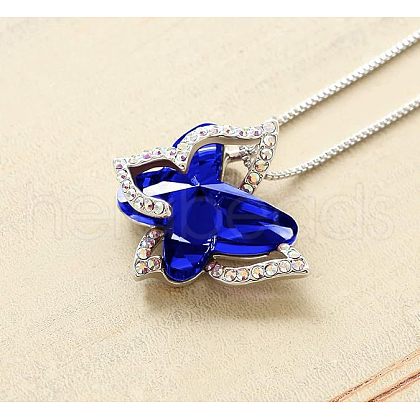 Butterfly Brass Pave Glass Birth Stone Pendant Necklaces FS-WG3BB0A-12-1