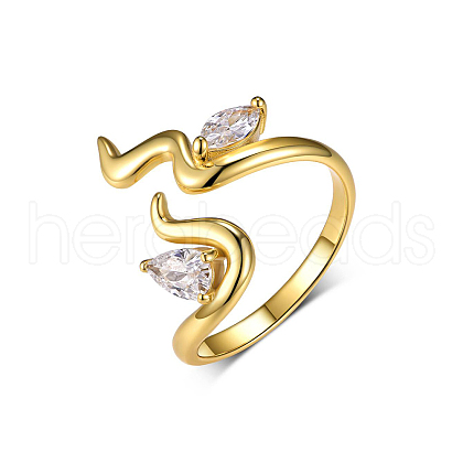 Fashionable Sterling Silver Pave Clear Cubic Zirconia Cuff Ring for Women EW4823-1