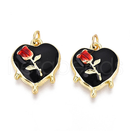 Brass Enamel Pendants KK-N268-84G-1