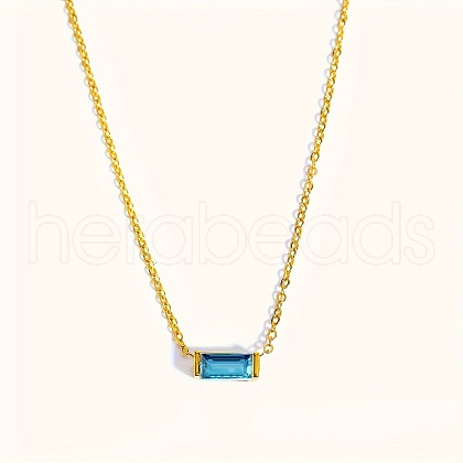 Birthstone Style Brass Cubic Zirconia Baguette Pendant Necklaces for Women FS-WGDF12C-12-1