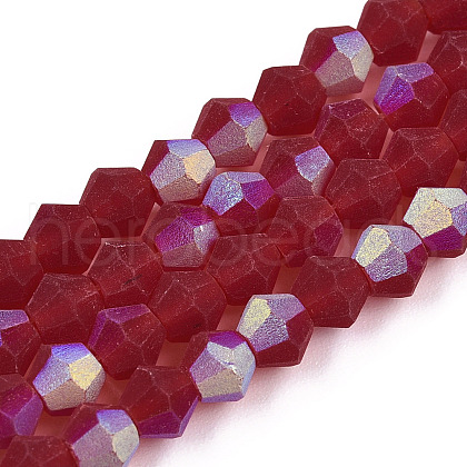 Imitate Austrian Crystal Bicone Frosted Glass Beads Strands EGLA-A039-T6mm-MB27-1