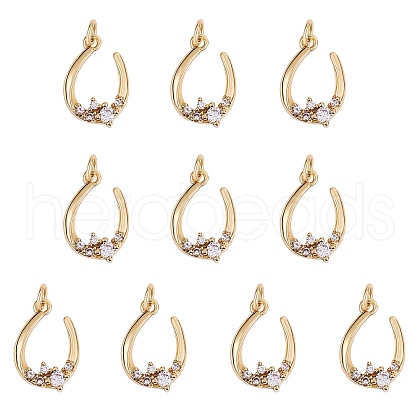 Rack Plating Brass Micro Pave Clear Cubic Zirconia Pendants ZIRC-SZ0004-04-1