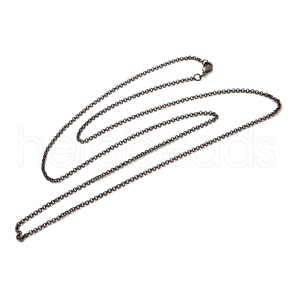 2mm Rack Plating Brass Rolo Chain Necklaces for Women Men MAK-L044-15B-1
