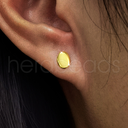 Minimalist Geometric Oval S925 Sterling Silver Bean Stud Earrings RJ2944-1