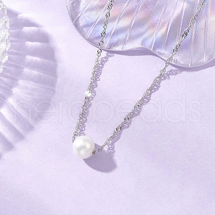 Natural Cultured Freshwater Pearl Potato Pendant 304 Stainless Steel Singapore Chains Necklaces NJEW-JN05273-02-1
