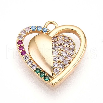 Brass Micro Pave Cubic Zirconia Pendants KK-N261-03G-1