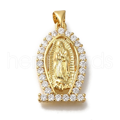 Rack Plating Brass Micro Pave Clear Cubic Zirconia Pendants KK-G500-02F-G-1