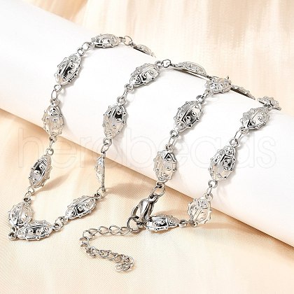 304 Stainless Steel Ladybug Link Chain Necklaces for Women Men NJEW-K249-21B-P-1