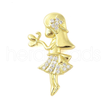 Rack Plating Brass Micro Pave Clear Cubic Zirconia Pendants KK-S380-40B-G-1