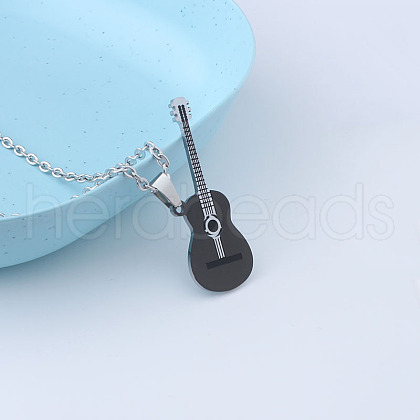 Guitar 667 Stainless Steel with Alloy Pendant Necklaces FS-WGCE0ED-02-1