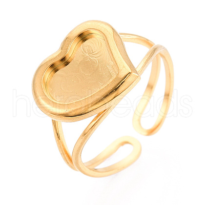304 Stainless Steel Cuff Ring Components STAS-T066-23G-1