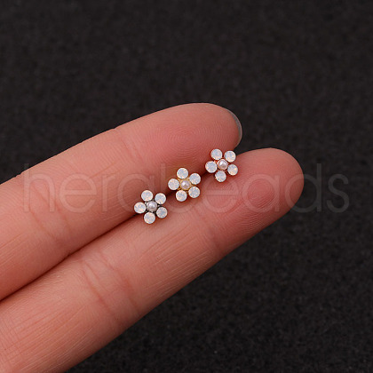 316L Surgical Stainless Steel Micro Pave Clear Cubic Zirconia Cartilage Earrings WG35DE6-06-1