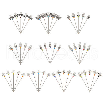 50Pcs 10 Style Garden Theme Iron Head Pins DIY-AB00028-1