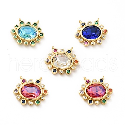 Brass Cubic Zirconia Pendants KK-G419-04G-1