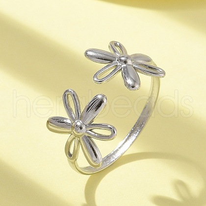 304 Stainless Steel Open Cuff Ring for Women RJEW-M025-05P-1