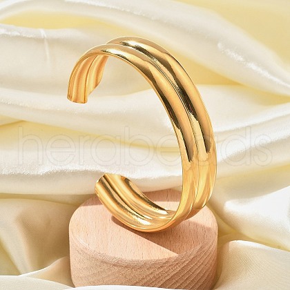 304 Stainless Steel Cuff Bangles for Women BJEW-B108-07G-1