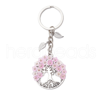 Flat Round with Tree of Life Alloy Keychains KEYC-MZ00039-03-1