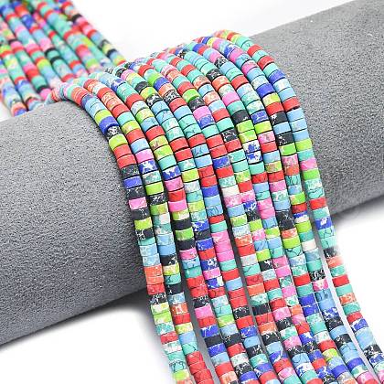 Dyed Synthetic Imperial Jasper & Turquoise Beads Strands G-P575-B07-4x2mm-1