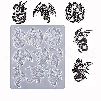 Flying Dragon DIY Silicone Pendant Molds AJEW-YWC0002-02B-1