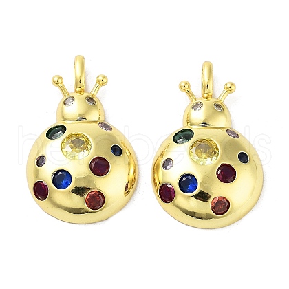 Rack Plating Brass Micro Pave Cubic Zirconia Pendants X-KK-A205-01G-02-1