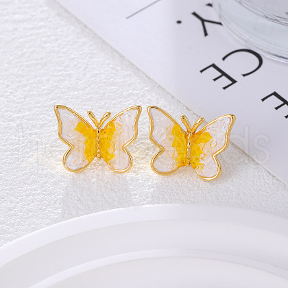 Butterfly Brass Stud Earrings EJEW-K308-05G-01-1