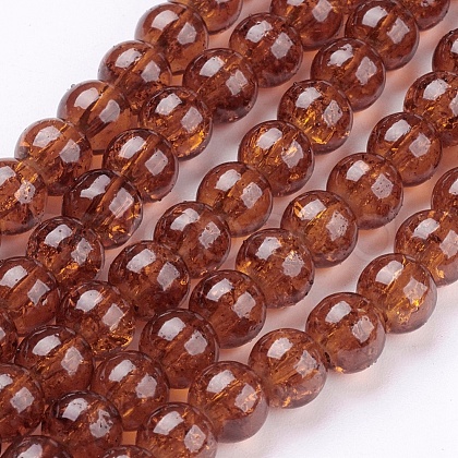 Spray Painted Crackle Glass Beads Strands CCG-Q001-6mm-16-1