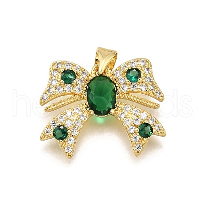 Brass Micro Pave Cubic Zirconia Pendants KK-K401-19G-02-1