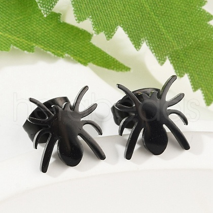 Halloween Spider 304 Stainless Steel Stud Earrings for Women X-EJEW-B019-01EB-1