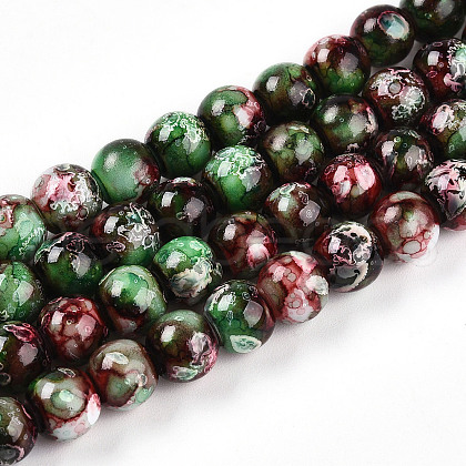 Baking Painted Glass Beads Strands X-DGLA-N003-8mm-A09-1