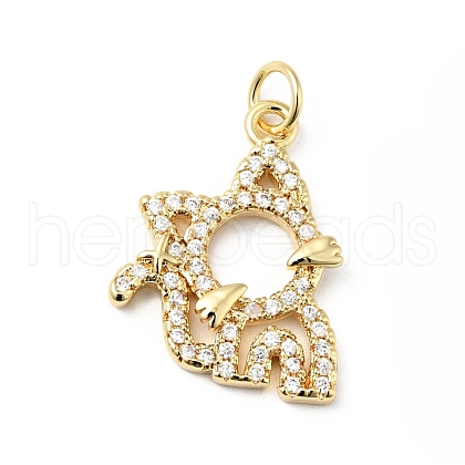 Rack Plating Brass Micro Pave Clear Cubic Zirconia Pendants ZIRC-I059-05G-1