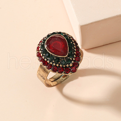 Teardrop Zinc Alloy & Rhinestone & Resin Finger Rings FS-WGCEC00-03-1
