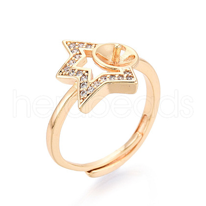 Star Brass Micro Pave Clear Cubic Zirconia Adjustable Ring Settings KK-T076-35G-1