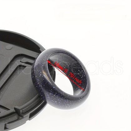 Synthetic Blue Goldstone Plain Band Rings DB0589-10-1
