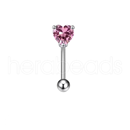 Titanium Alloy Pink Cubic Zirconia Eyebrow Curved Barbell Rings WGA8E4A-02-1