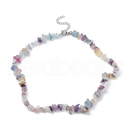 Natural Fluorite Chips Beaded Necklaces NJEW-JN04275-06-1