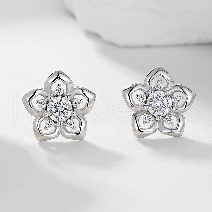 Sweet Forest Style Flower S925 Sterling Silver Stud Earrings TP9211-2-1