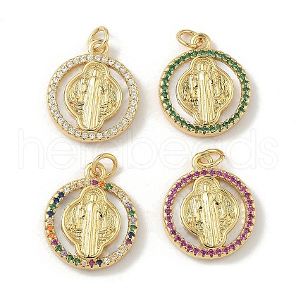 Brass Micro Pave Cubic Zirconia with Shell Pendants KK-Z115-04G-1