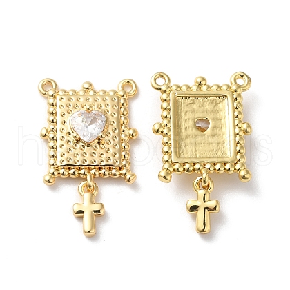Rack Plating Brass Micro Pave Clear Cubic Zirconia Pendants KK-D074-32G-1