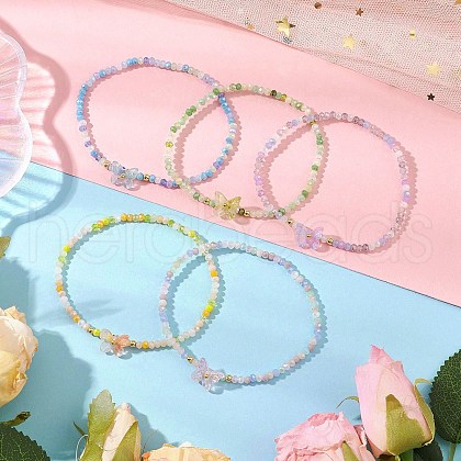 Glass Stretch Bracletes BJEW-JB11480-1