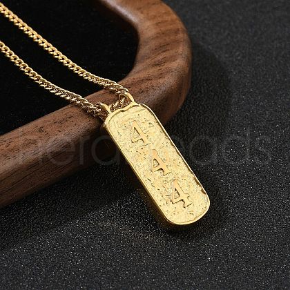 304 Stainless Steel Rectangle Number Pendant Necklaces NJEW-D300-01G-04-1